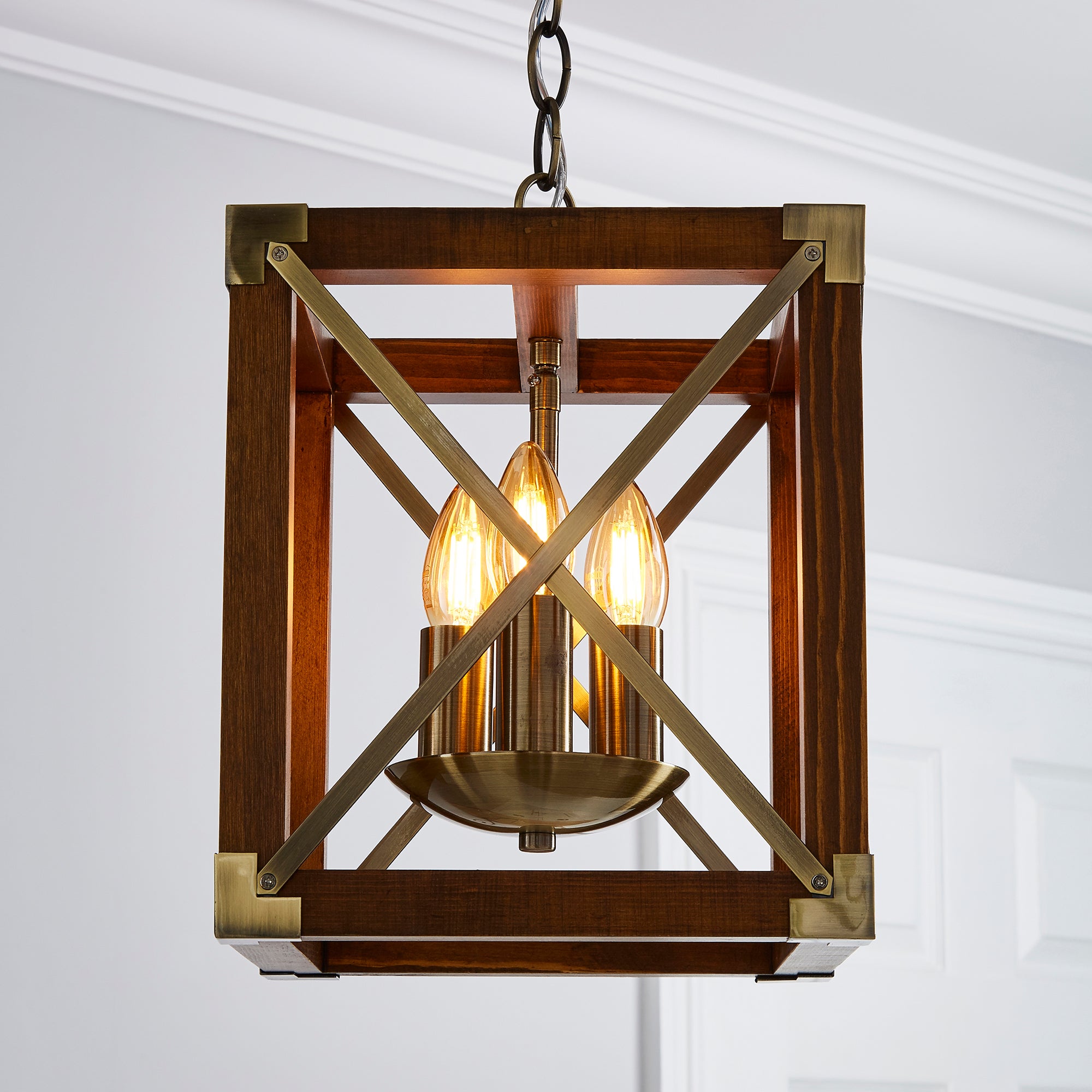 Trio 3 Light Pendant Natural Ceiling Fitting Brown