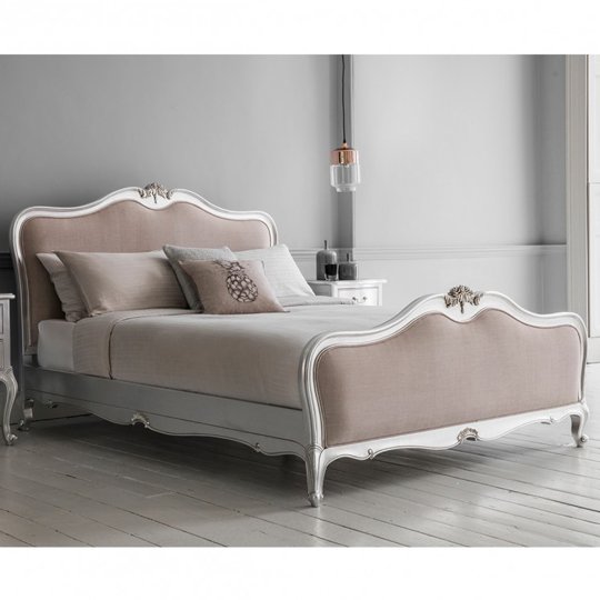 Chic Mindy Ash Wooden Super King Size Bed In Silver
