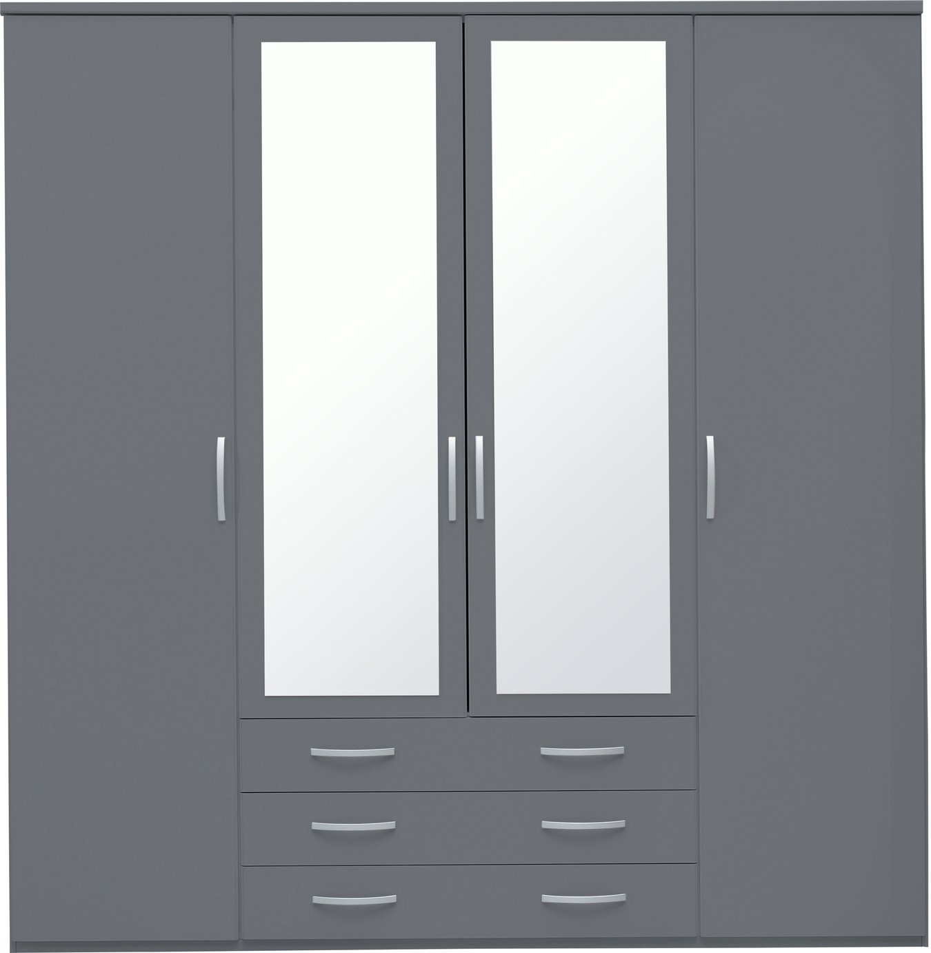 Argos Home Hallingford 4 Door 3 Drawer Mirror Wardrobe -Grey
