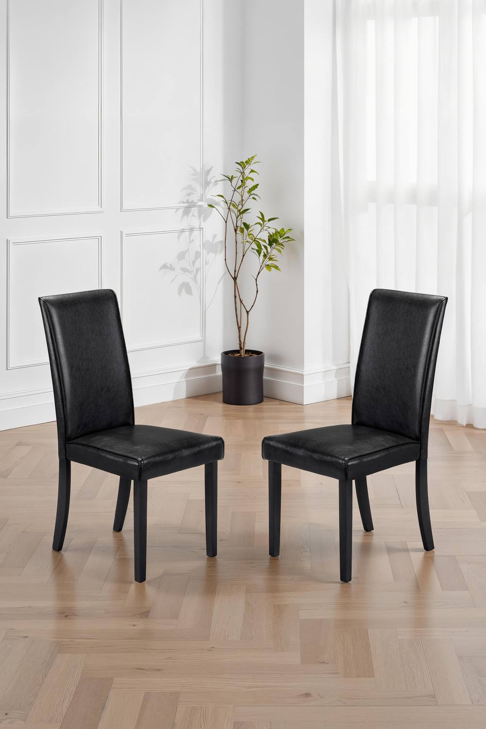 Julian Bowen Hudson High Back Upholstered Dining Chair (Set of 2) in Black