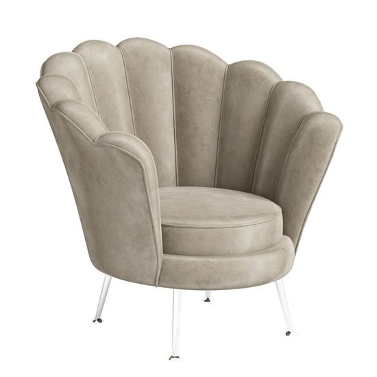 Erica Velvet Fabric Lounge Chair In Mink