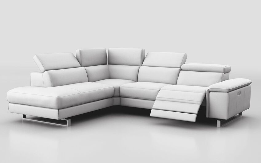 White Viserba 2 Corner 3 with Right Hand Facing Power Recliner, Left Hand Facing Chaise & Manual Head Tilt