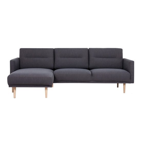 Nexa Fabric Left Handed Corner Sofa In Anthracite With Oak Legs