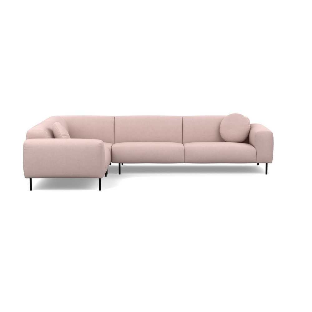 Heal's Luna Medium Left Hand Facing Corner Sofa Siena Cotton Dusky Pink Black