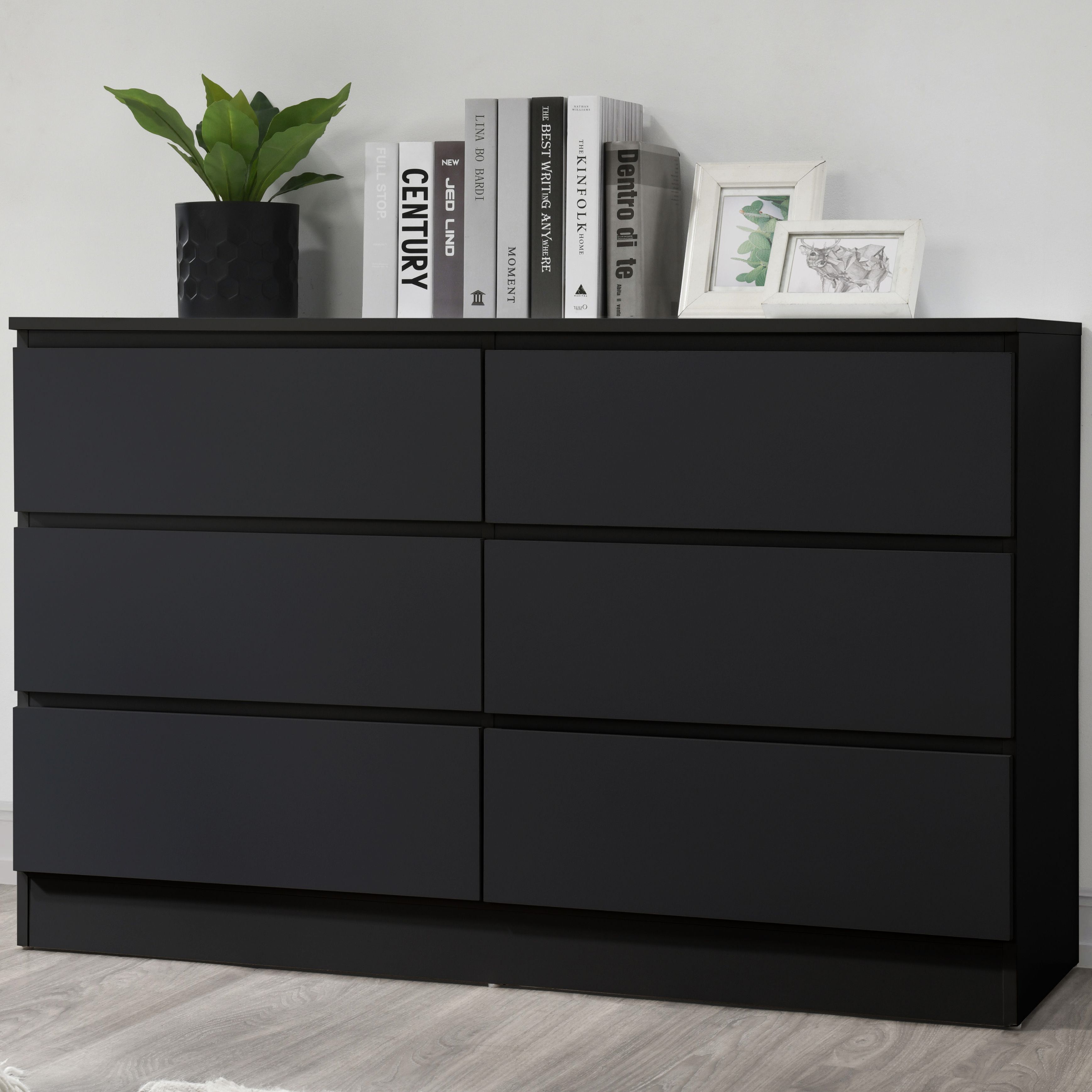 Birlea Oslo 6 Drawer Chest Grey in Black