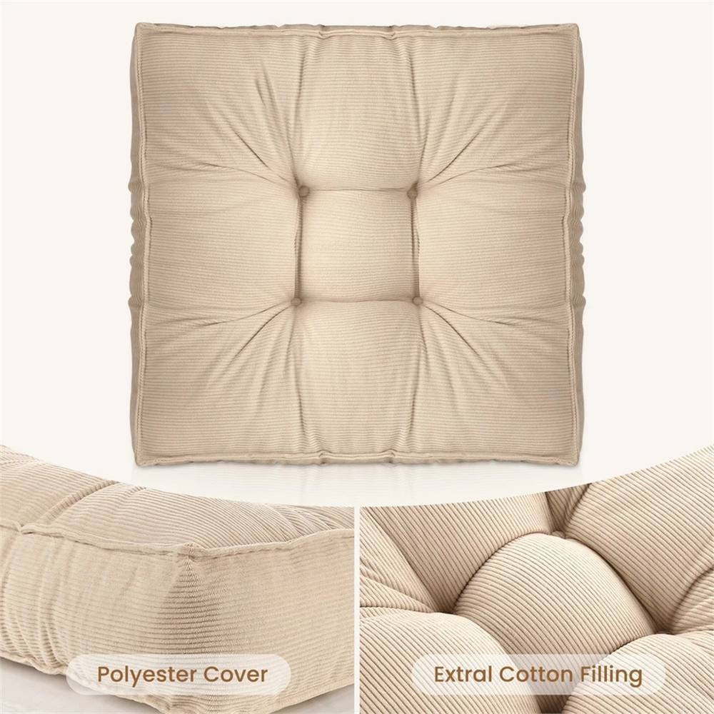 NESTLUNE Beige Thick Cotton Seat Cushion For Garden Dining