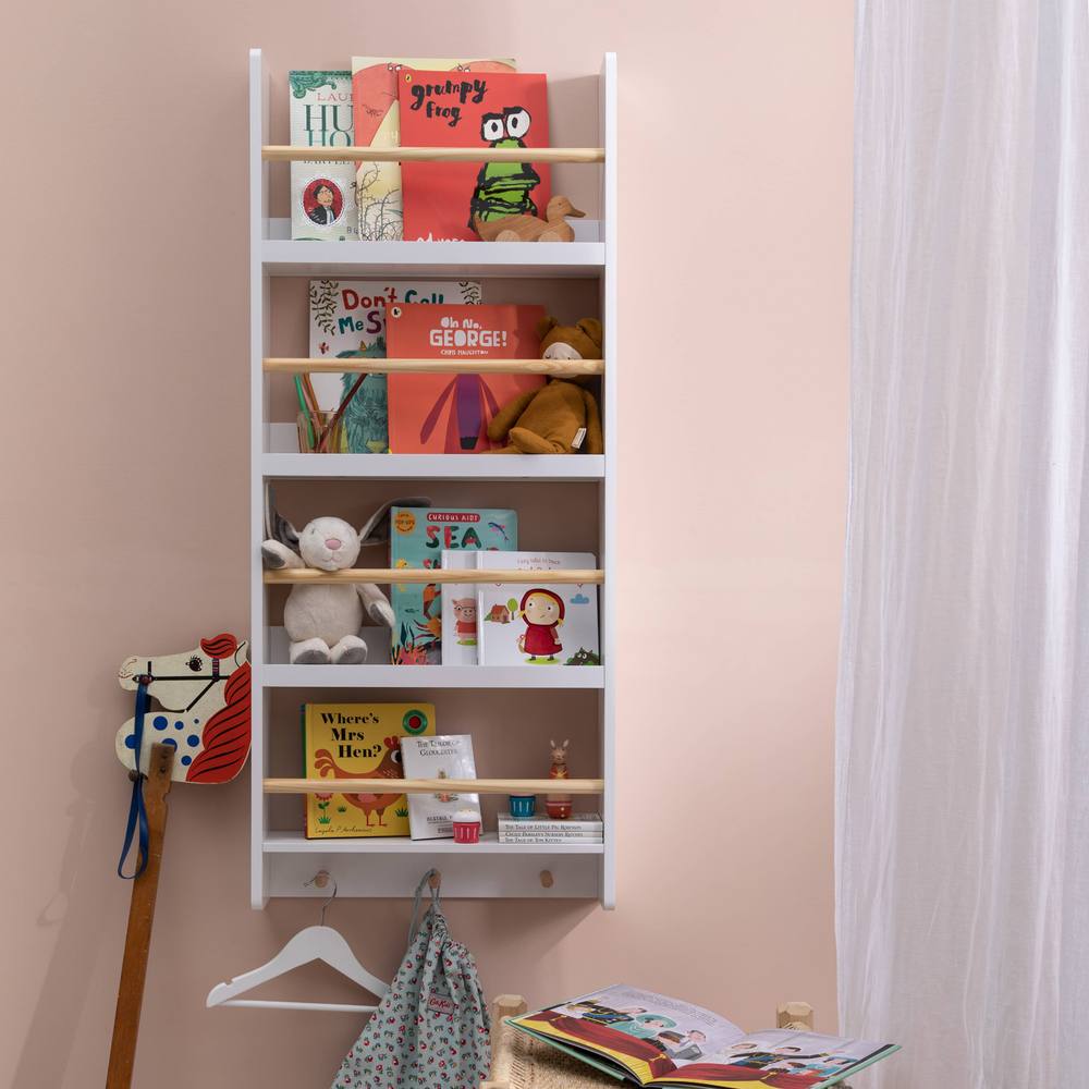 Nöa and Nani Elene Display 3 Tier Shelf Bookcase Wall Mounted & Coathook in White