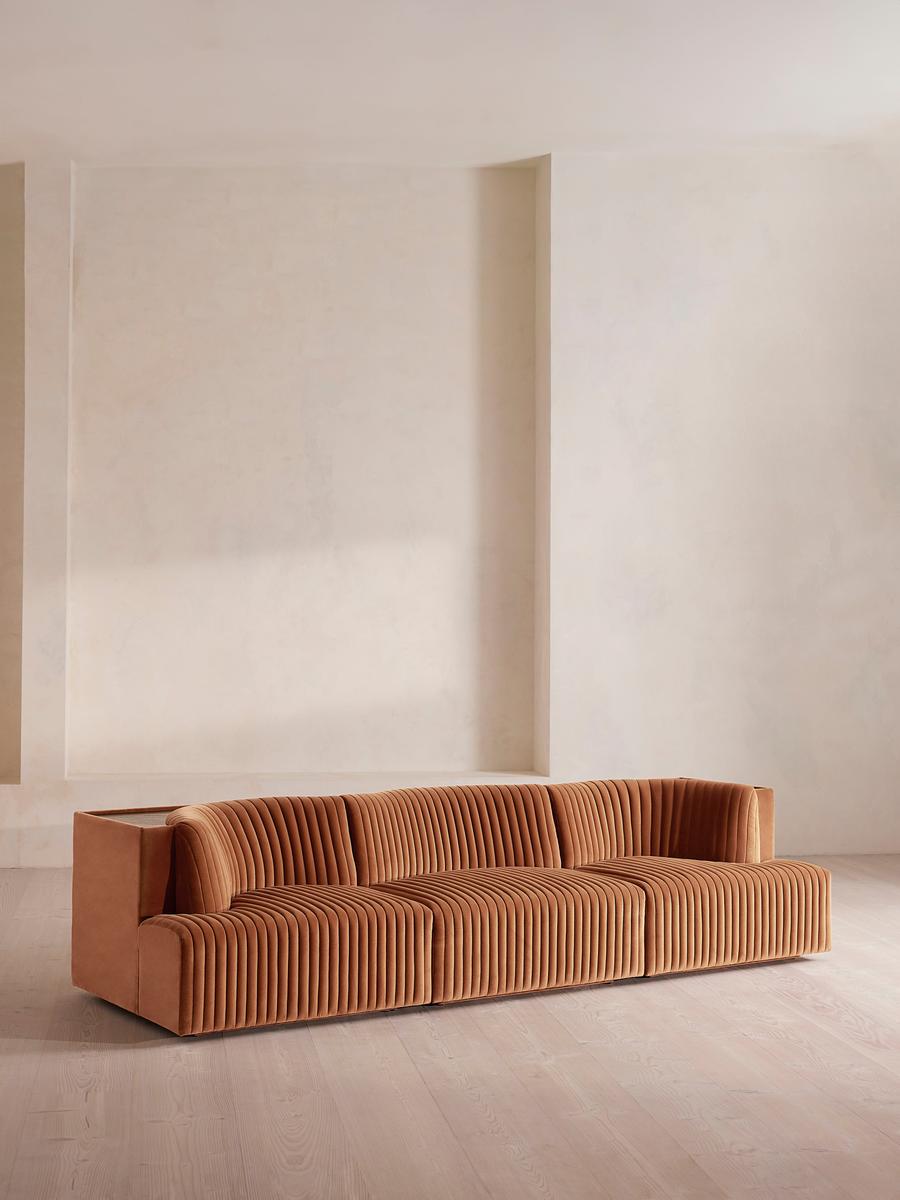 Hamish Modular Sofa, Four Seater, Velvet, Antique Rose