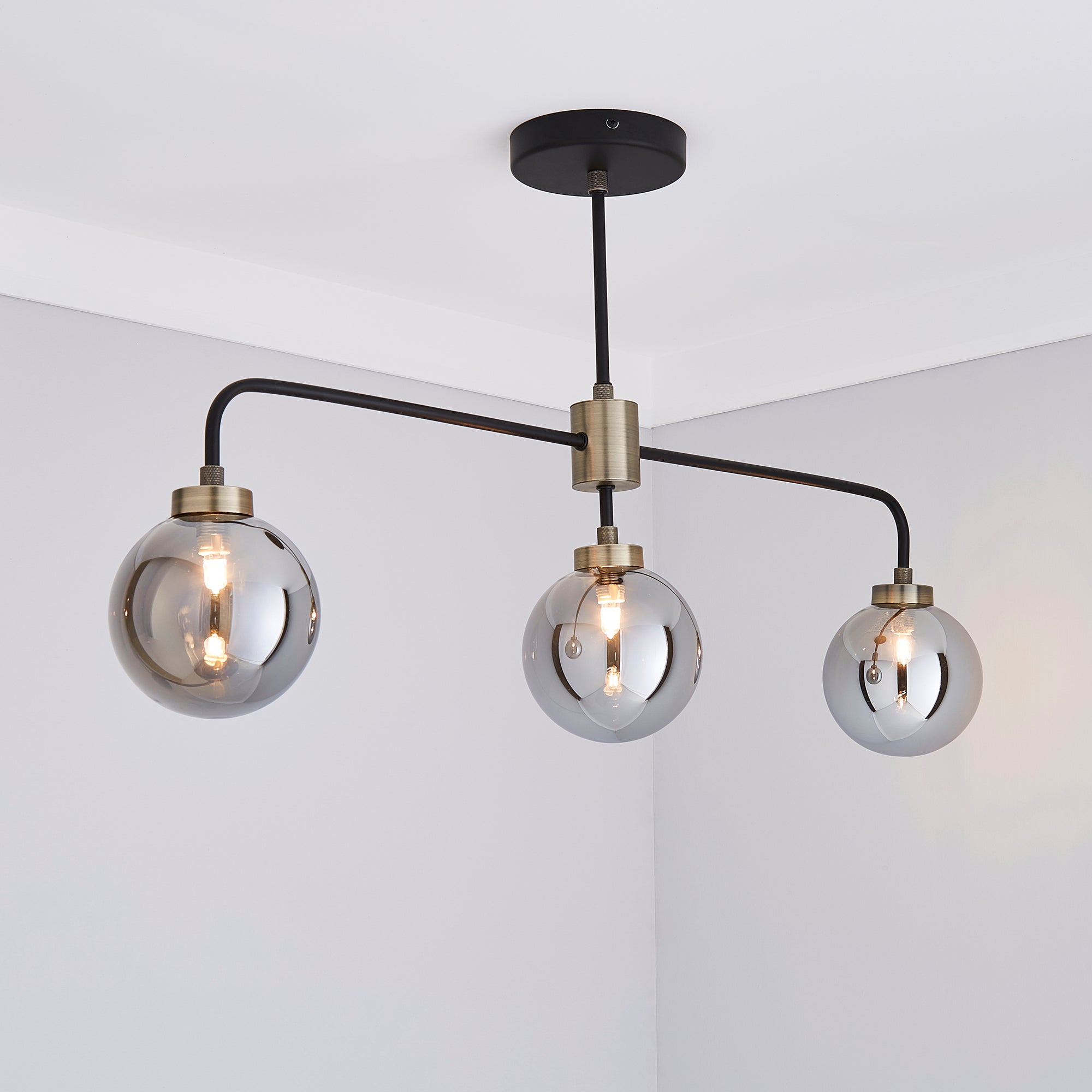 Tanner 3 Light Black Bar Ceiling Fitting Black