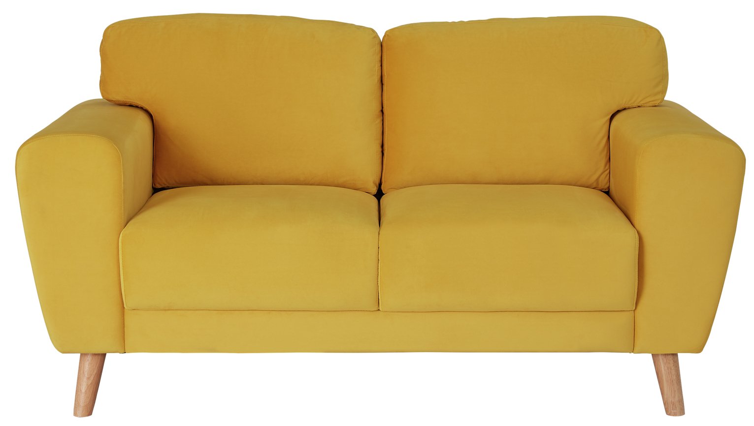 Habitat Snuggle 2 Seater Velvet Sofa - Yellow