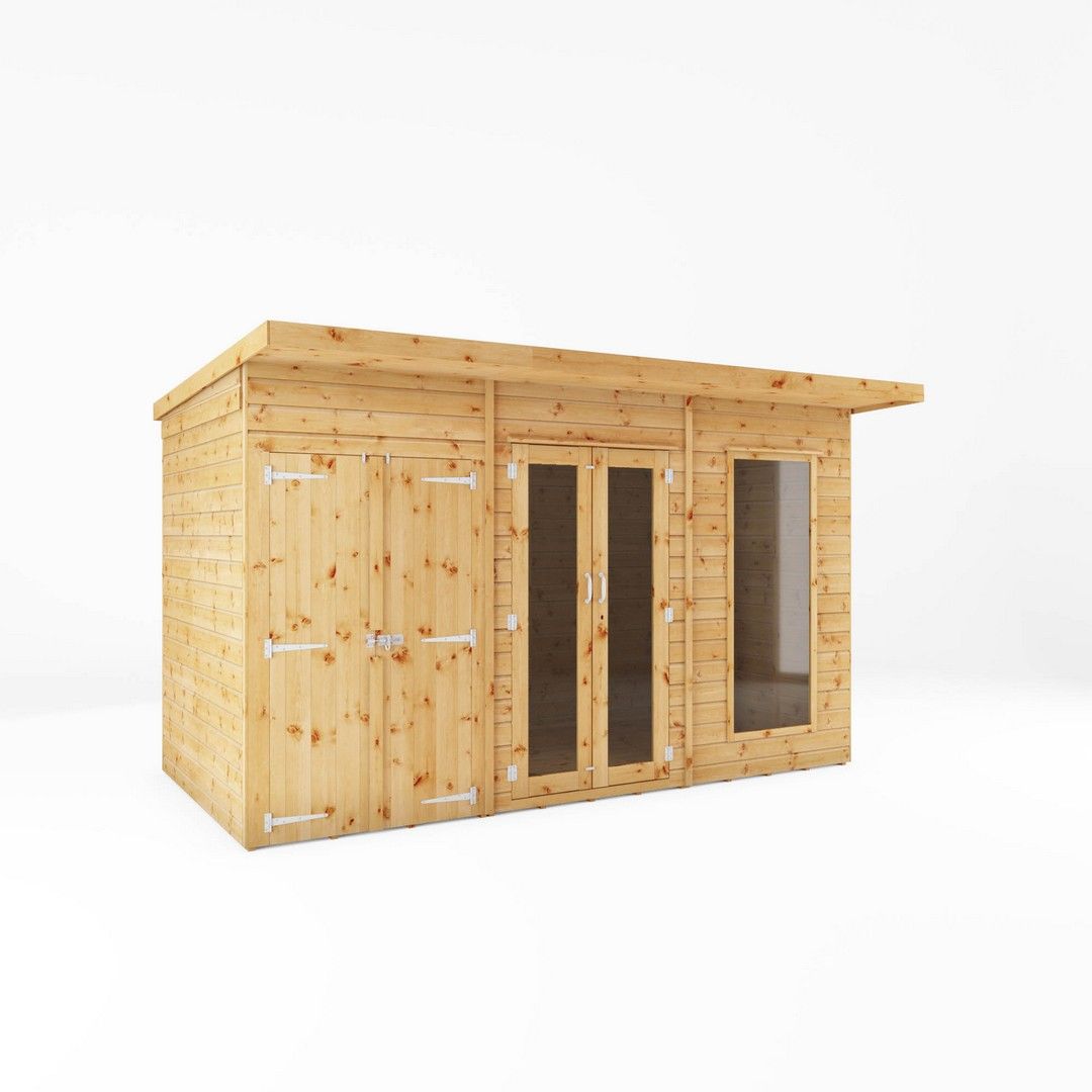 Mercia Maine Pent Summerhouse with Side Shed - L233.1 x W361.5 x H217 cm in Brown