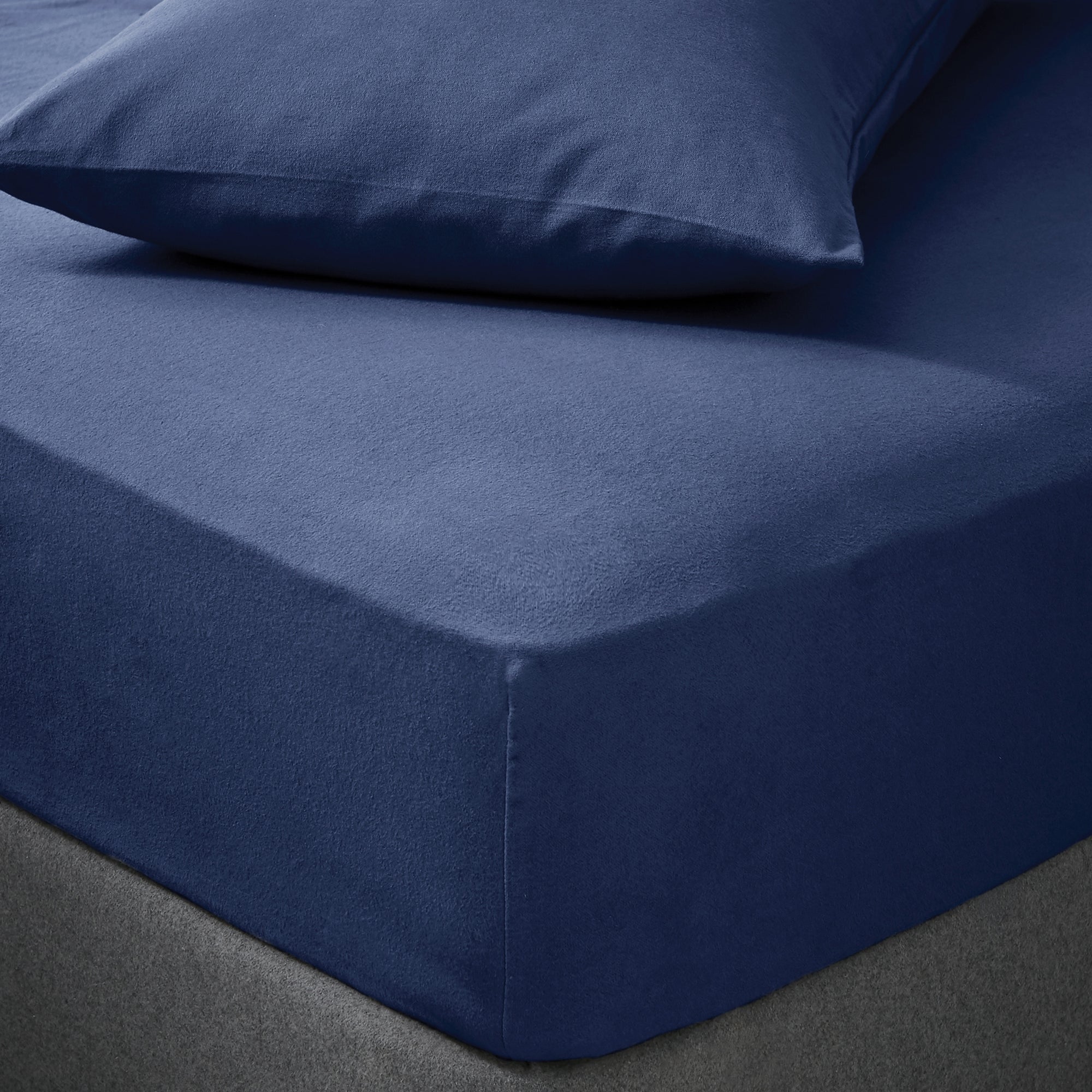 Soft & Cosy Luxury Brushed Cotton Fitted Sheet Navy Blue