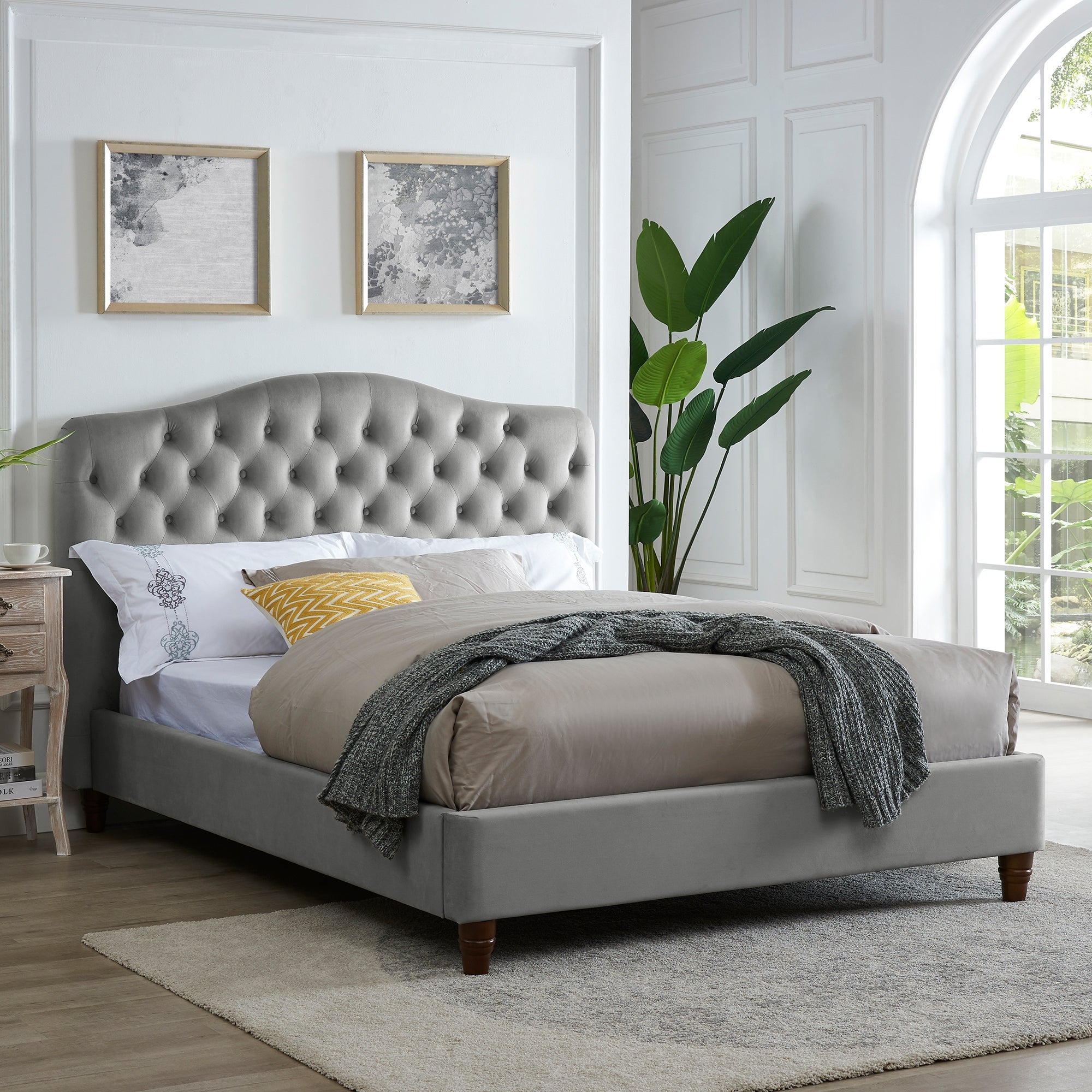 Sorrento Silver Velvet Bed Frame Silver