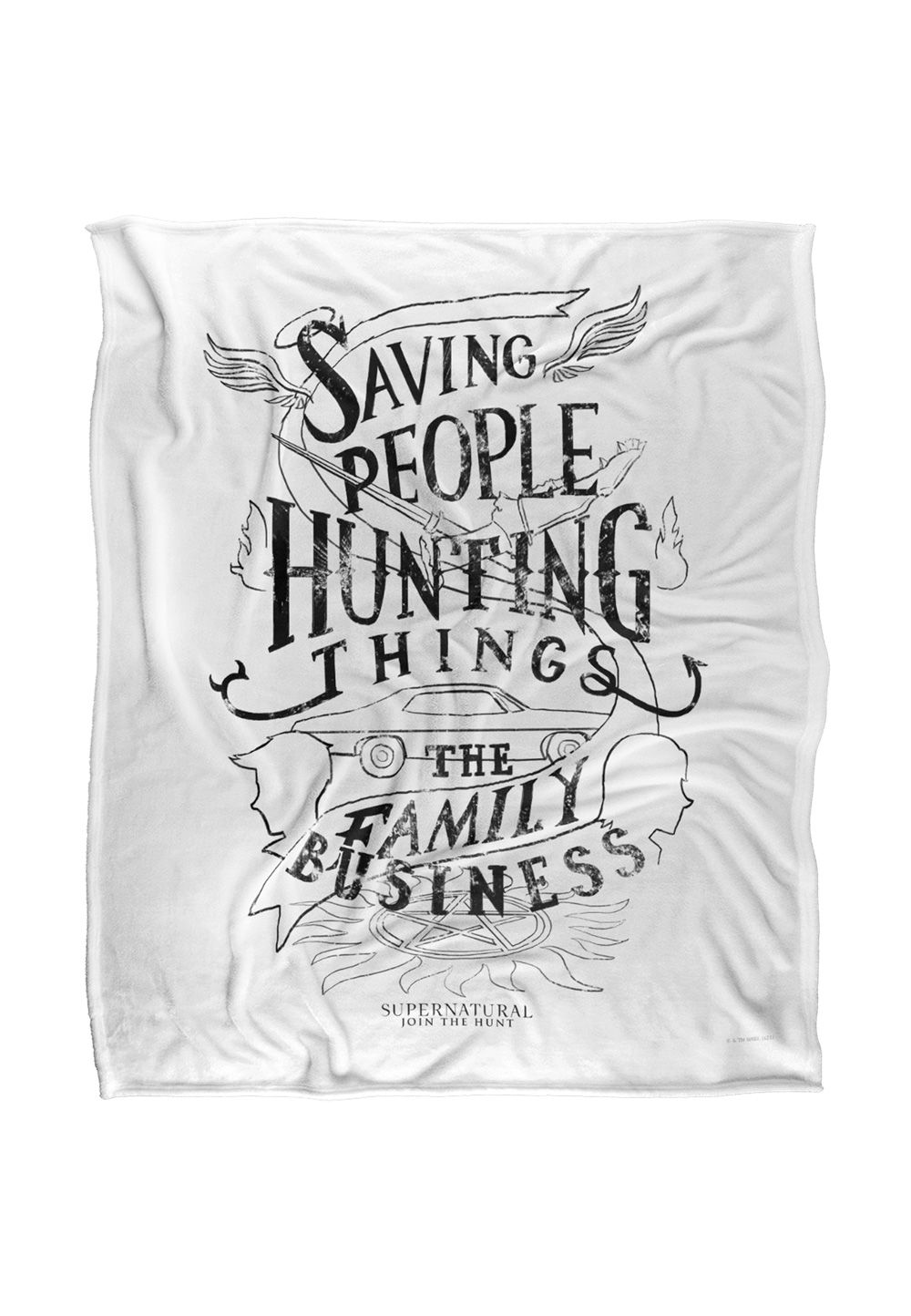 Warner Brothers Supernatural Family Business Silky Touch Super Soft Throw Blanket in White