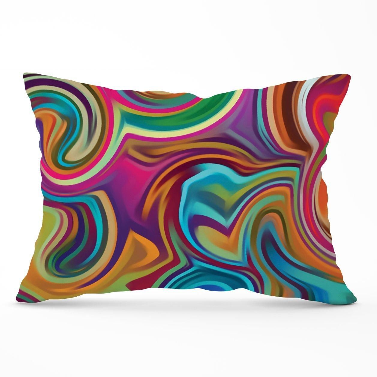 Warren Reed - Designer Colourful Wave Pattern Cushions in Red