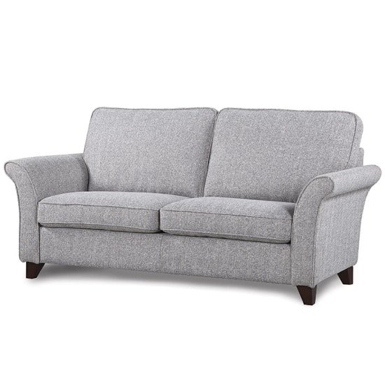Orsen Fabric 3 Seater Sofa In Zinc With Dark Wooden Legs