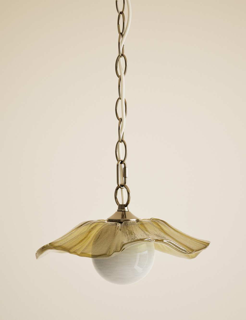 M&S Ombre Glass Flower Pendant Light Antique Brass