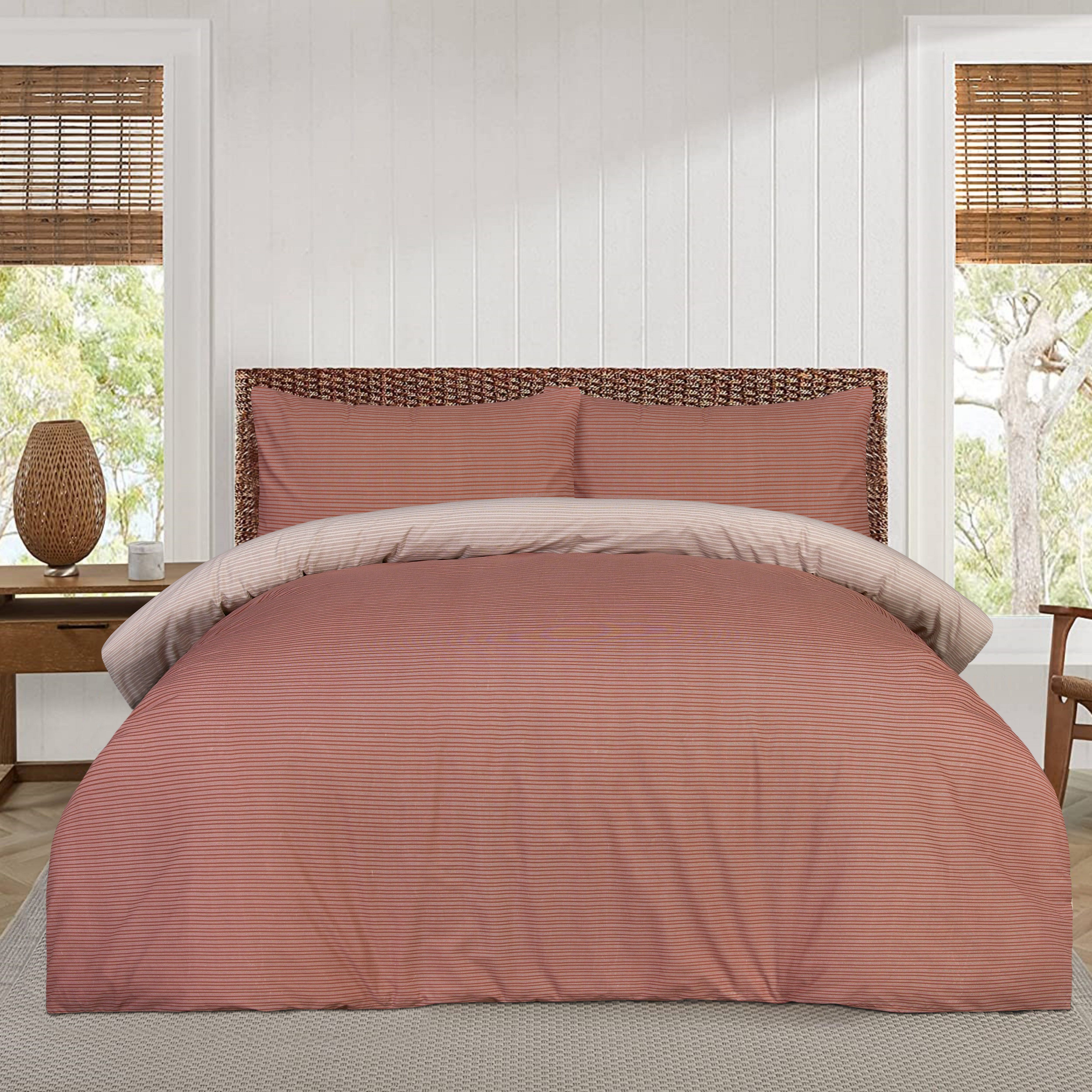Smart Living Luxury Microfiber Duvet Cover with Pillowcase & Fitted Sheet Complete Set in Burnt Orange