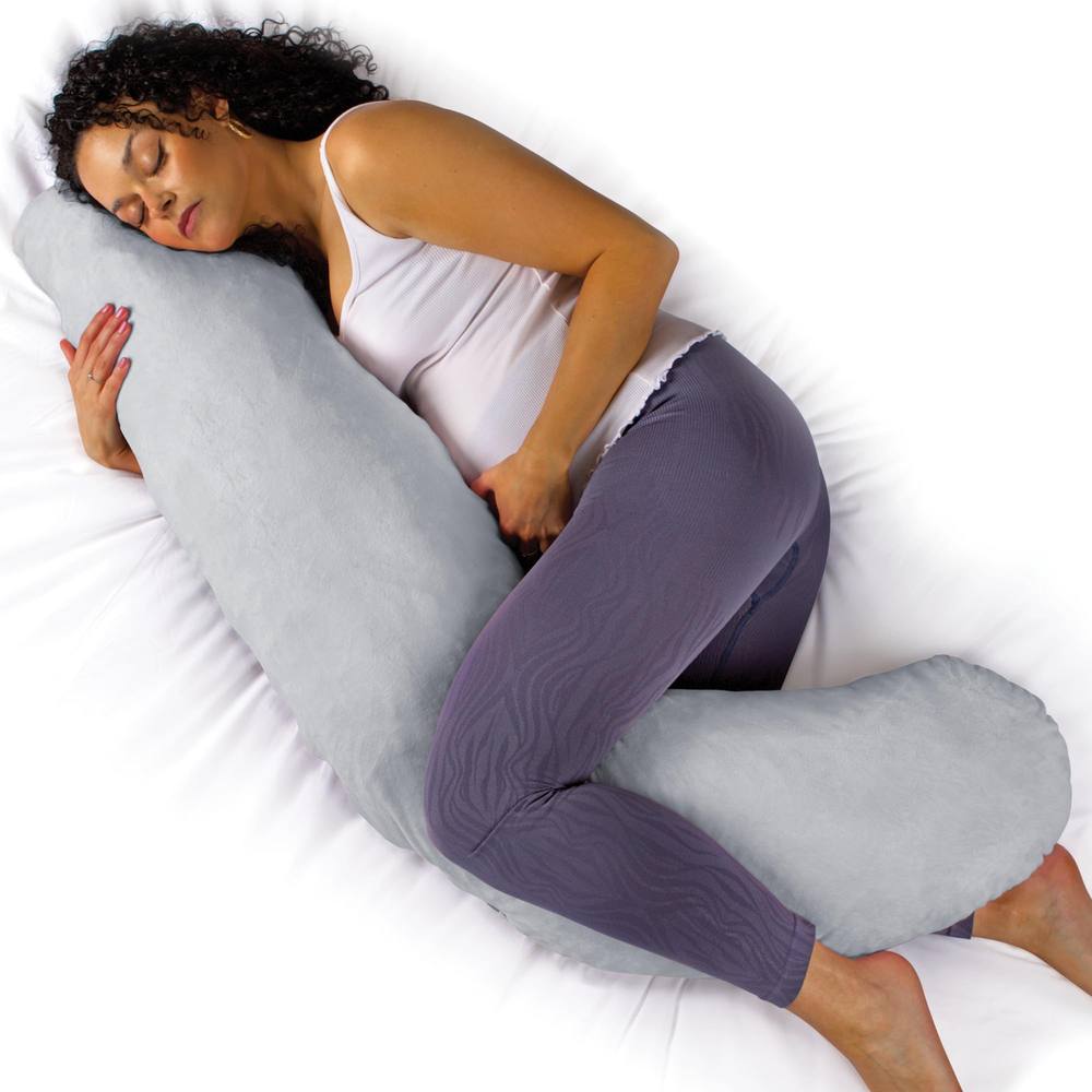 Aamira Light Grey Pregnancy Maternity Pillow, 145x25x25cm L Shape Memory Foam