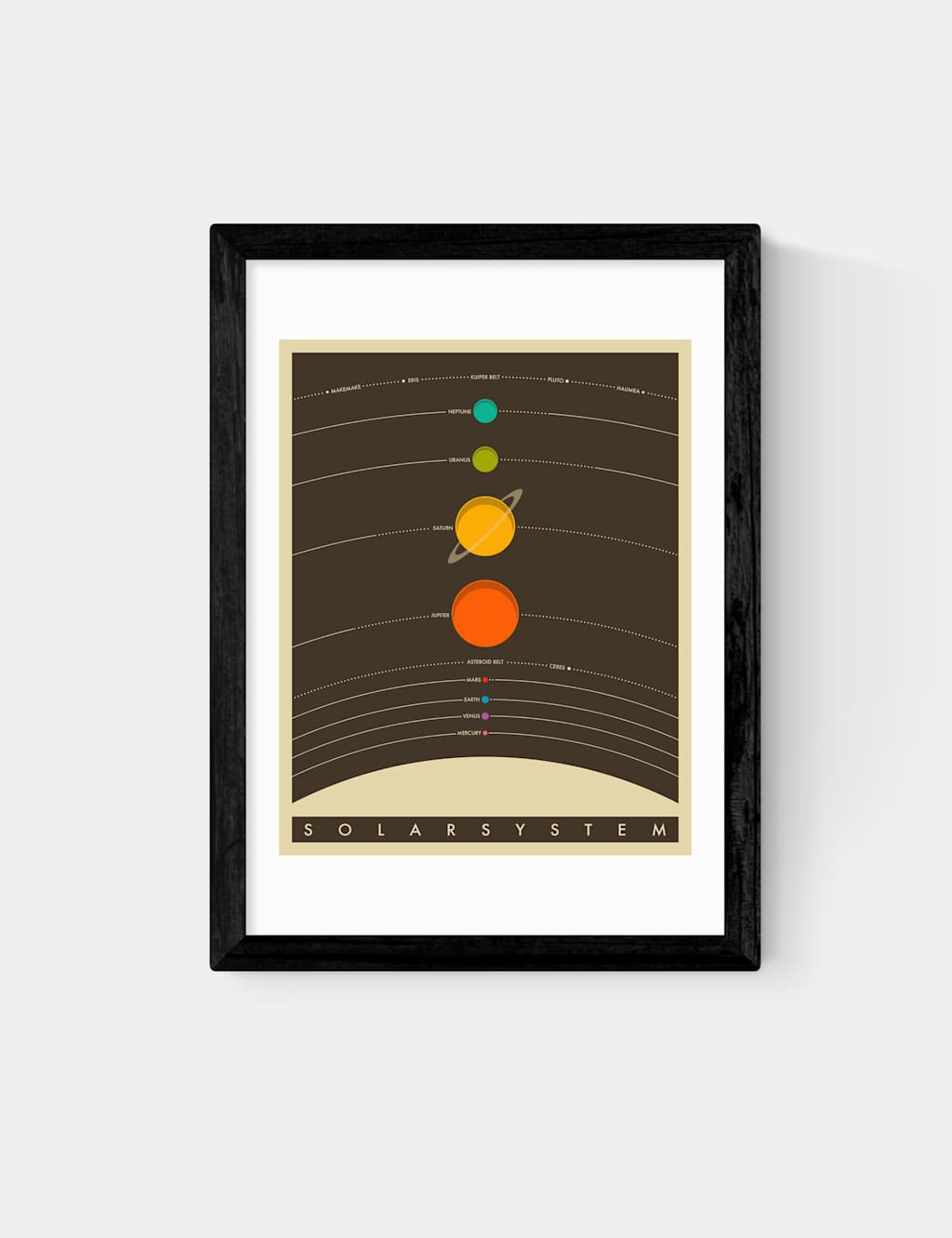 East End Prints Solar System Brown Framed Art Print Black