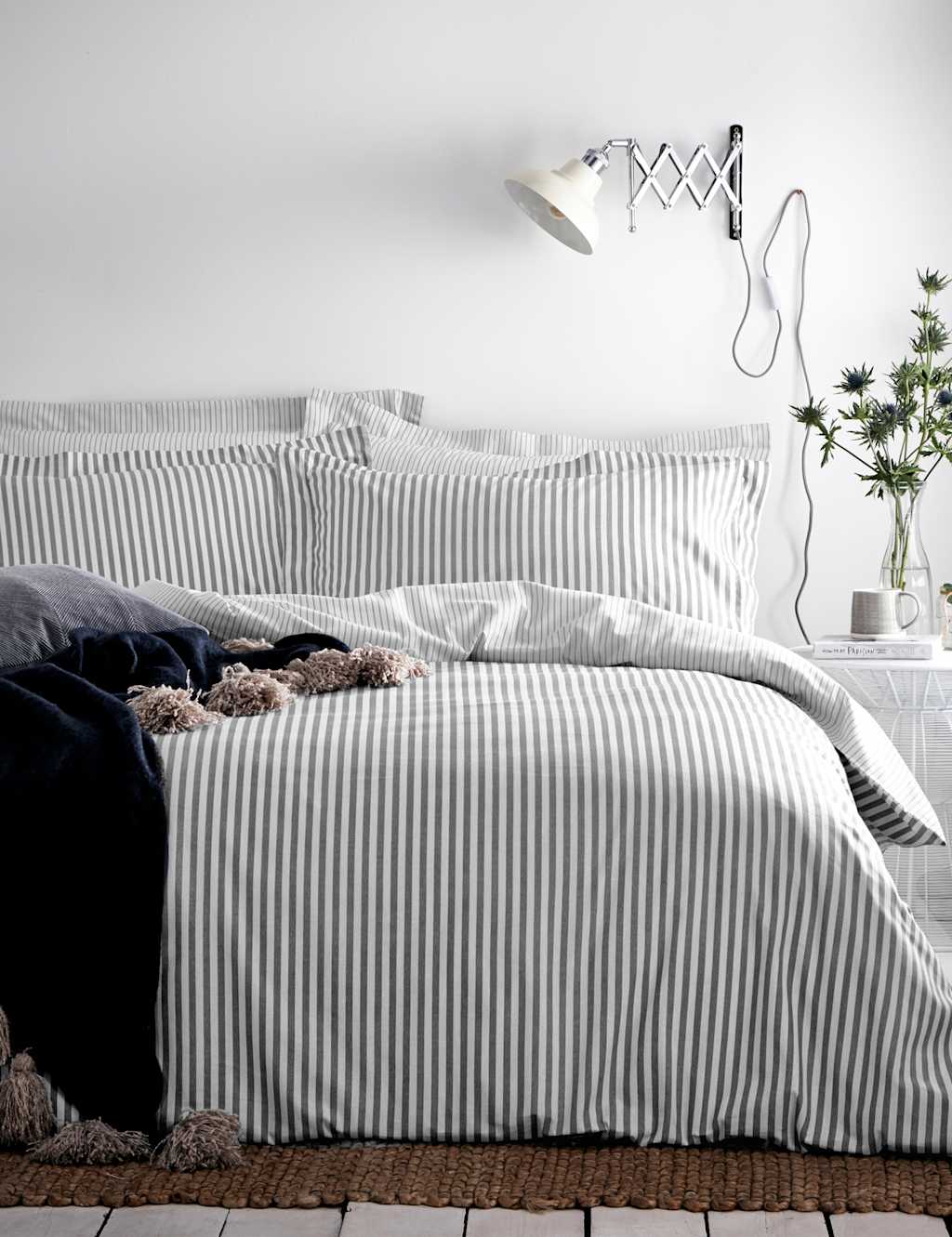 YARD Pure Cotton Hebden Stripe Bedding Set Grey Mix
