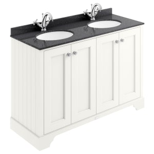 Bayswater Victrion Pointing White Traditional Freestanding Vanity Unit & Black Marble Top Basin - 1200mm