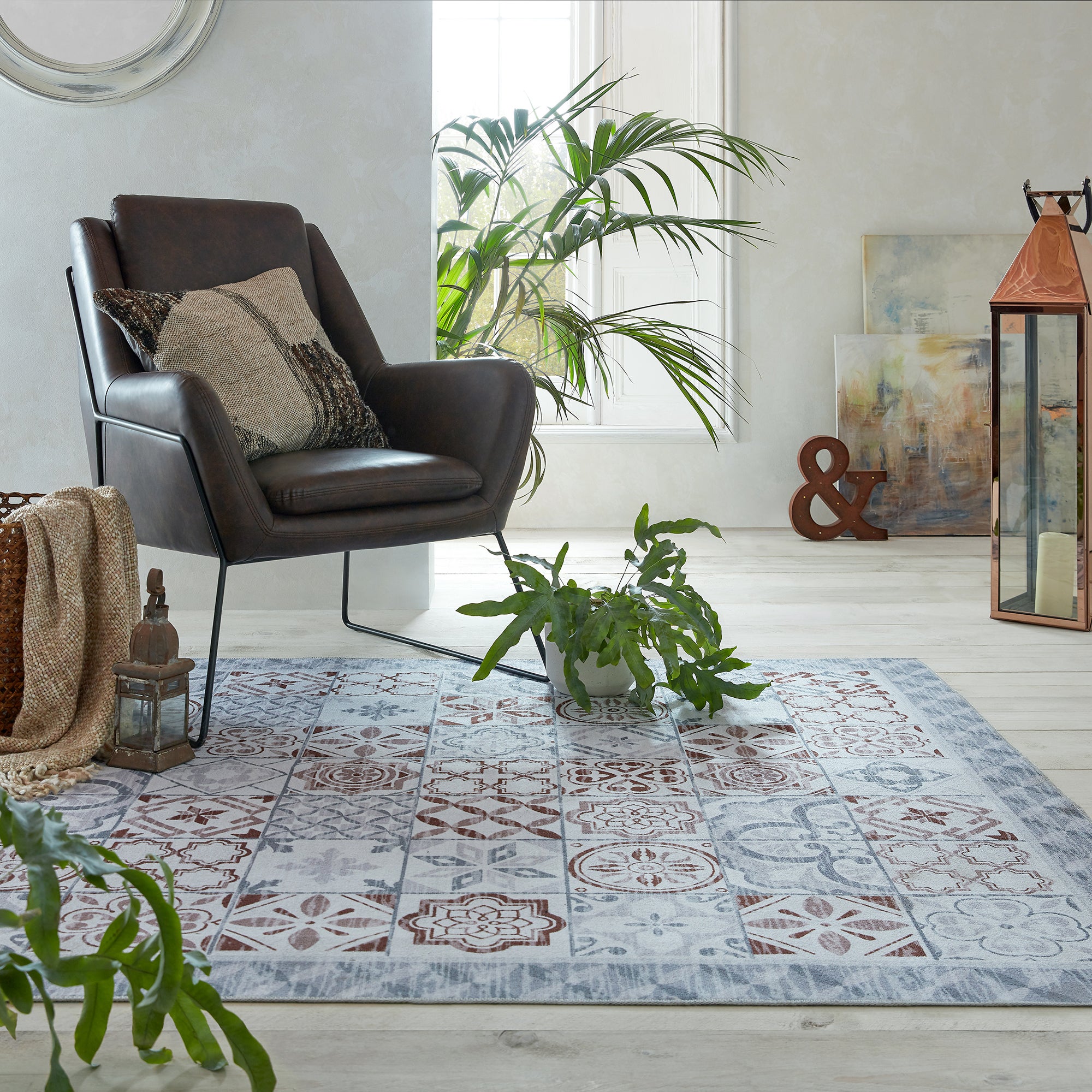 Morton Washable Rug Black and white