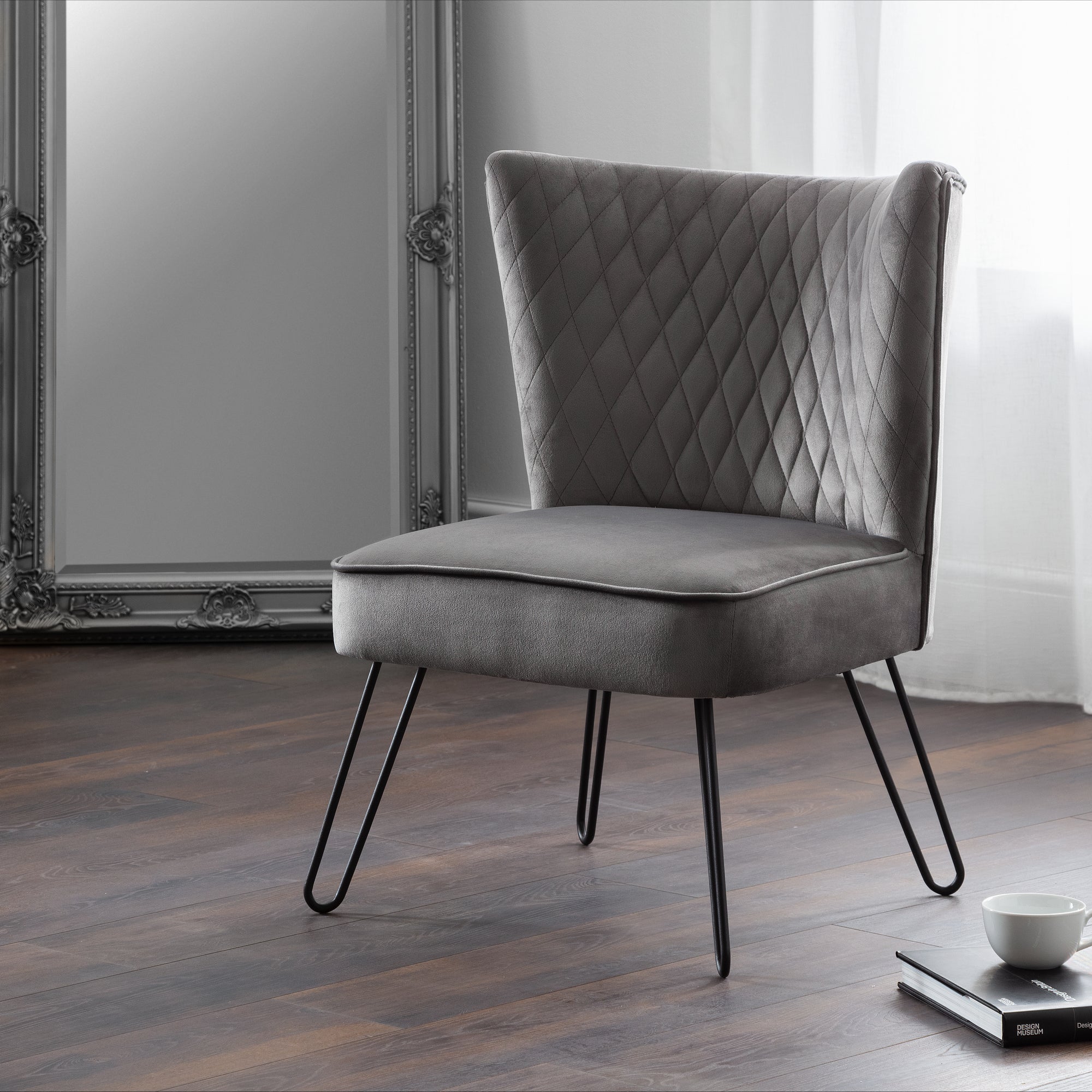 Lisbon Velvet Chair Grey