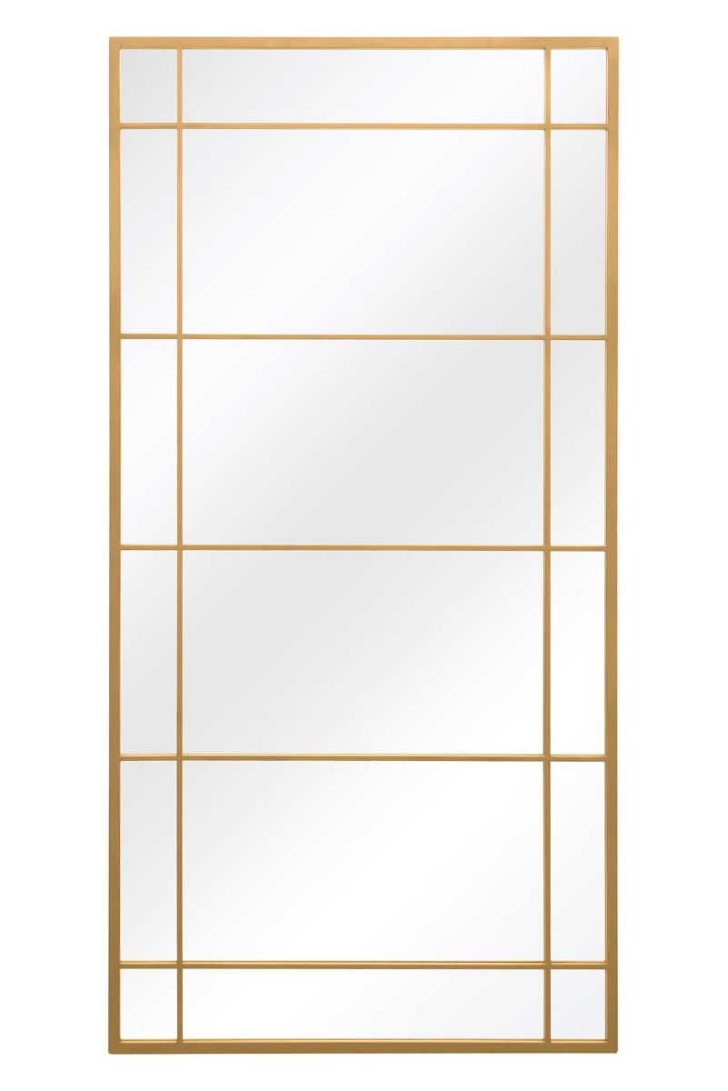 MirrorOutlet Gold Metal Framed Window Wall or Leaner Mirror 71" X 35" (180 X 90CM) 3