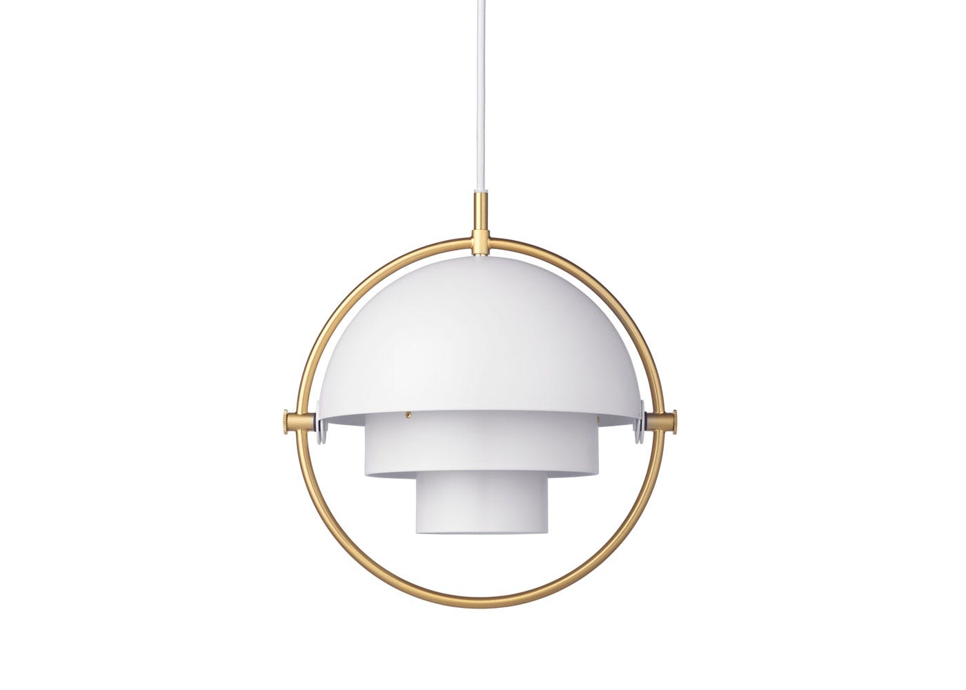 Gubi Multi Lite Pendant Brass White Shade Small
