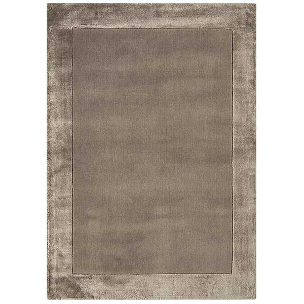 Ascot Rug Taupe - Contrasting Boarder - 65% Wool & 35% Viscose - Hand Woven - W120 x D170cm