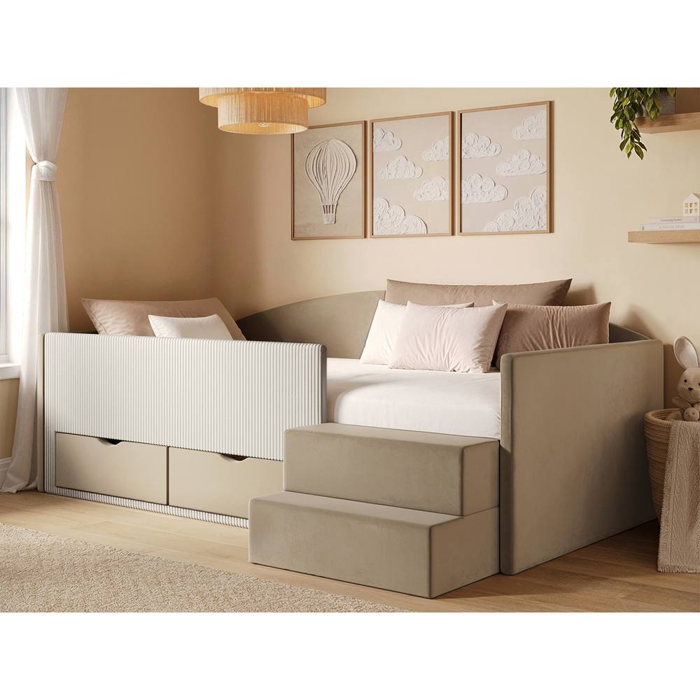 Flair Elisa Velvet Storage Low Sleeper Bed with Beige Cord