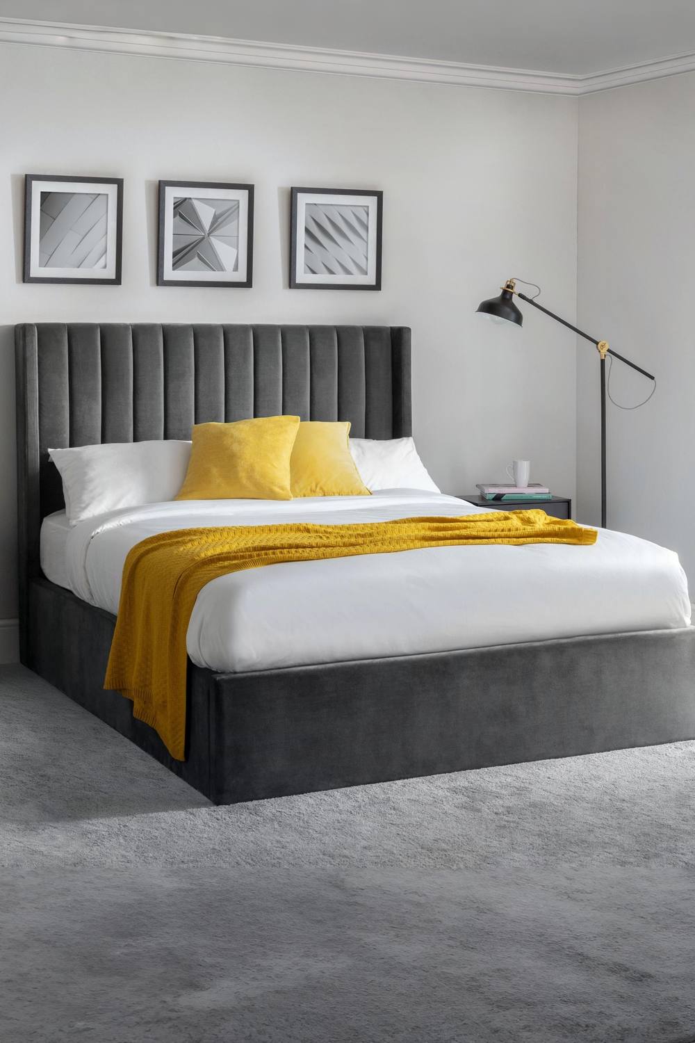 Julian Bowen Langham Upholstered Ottoman Storage Bed in Grey
