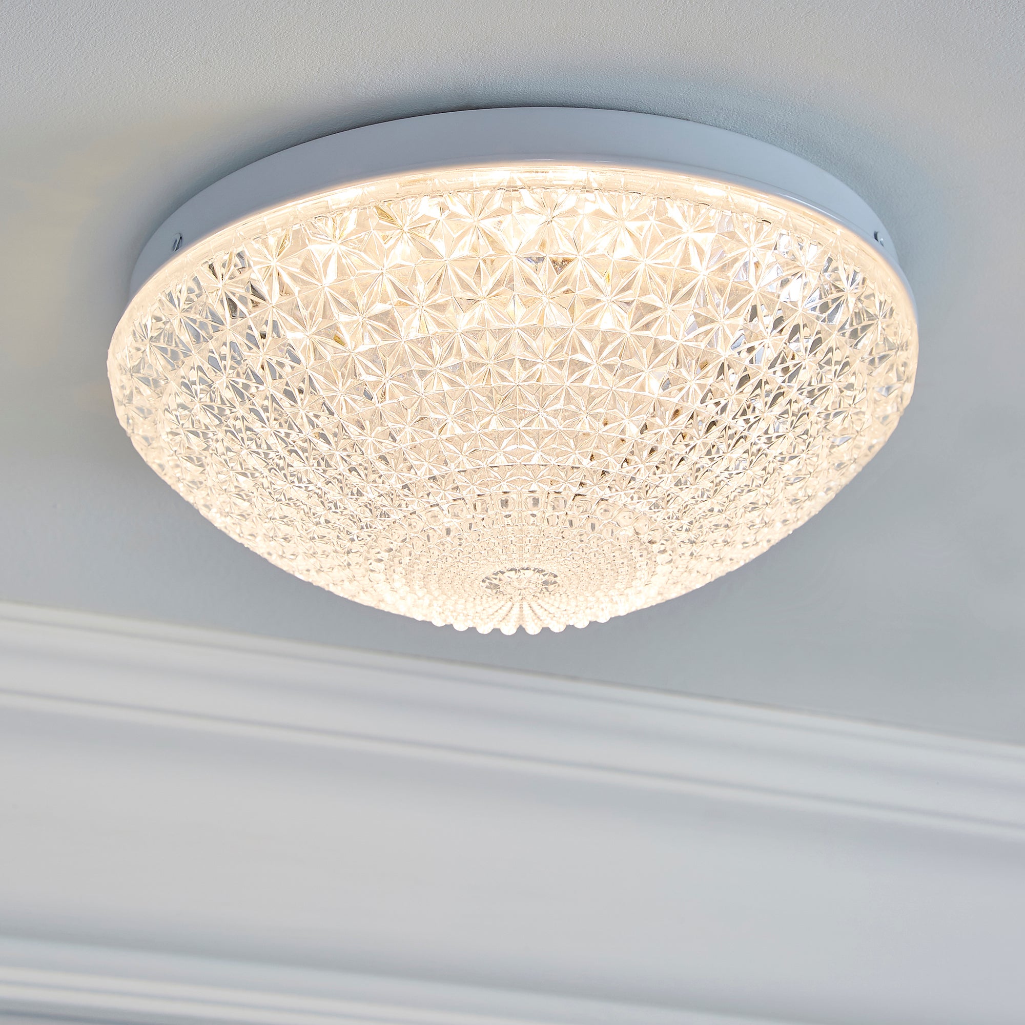 Termoli 20cm Integrated LED Flush Ceiling Fitting Clear and White