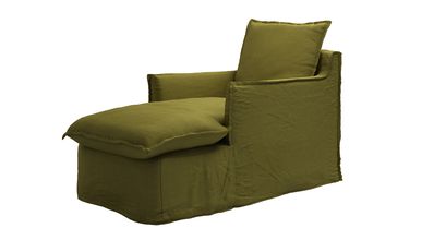 Isaac Chaise Armchair in Royal Fern Brushed Linen Cotton - sofa.com