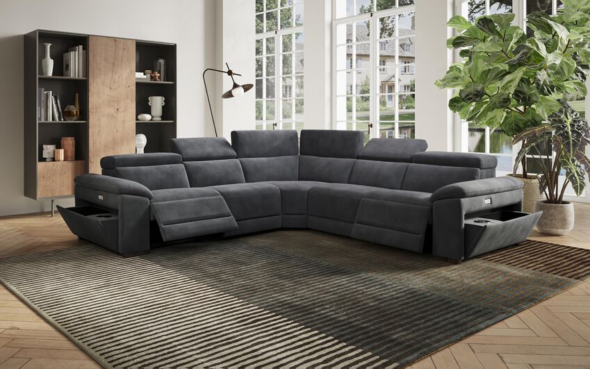 Fabric Mesola 3 Corner 3 Power Sofa with Power & Manual Head Tilt