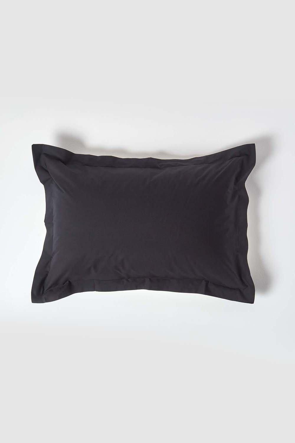 Homescapes Egyptian Cotton Oxford Pillowcase 200 TC, Standard Size in Black