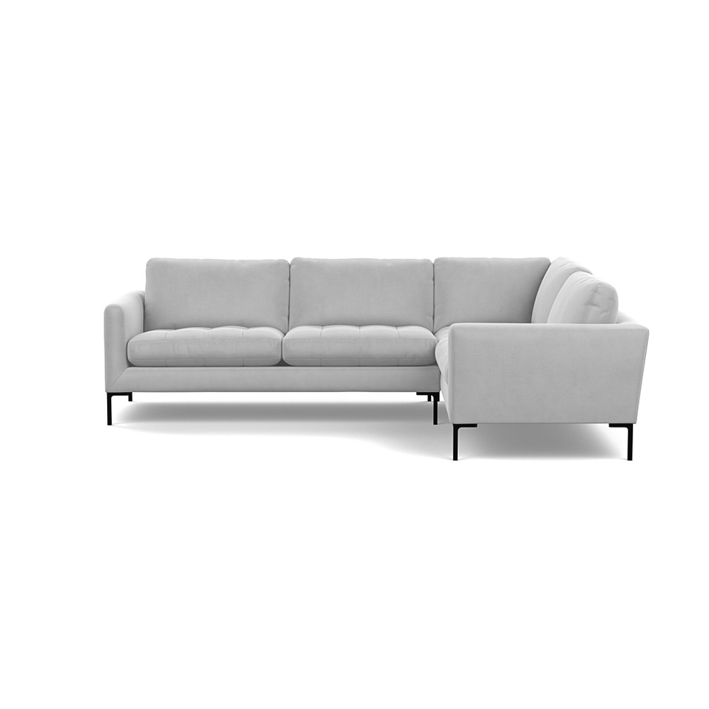 Heal's Eton Right Hand Facing Corner Sofa Velvet Platinum Black Feet