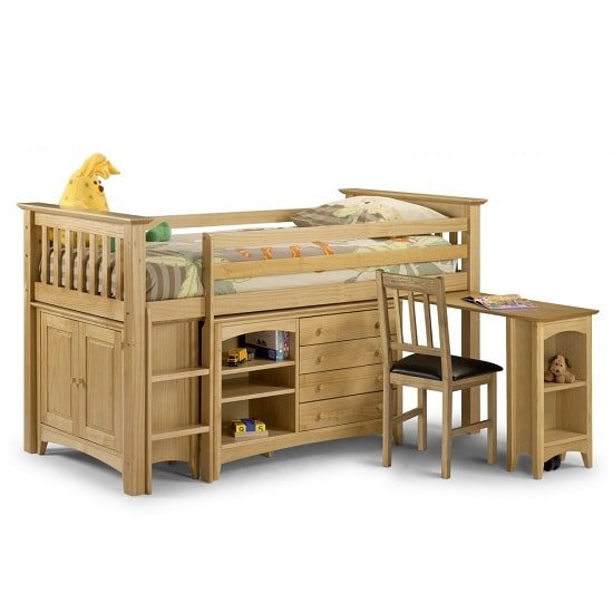 Elanor Wooden Sleep Station In Solid Pine With Left Hand Ladder