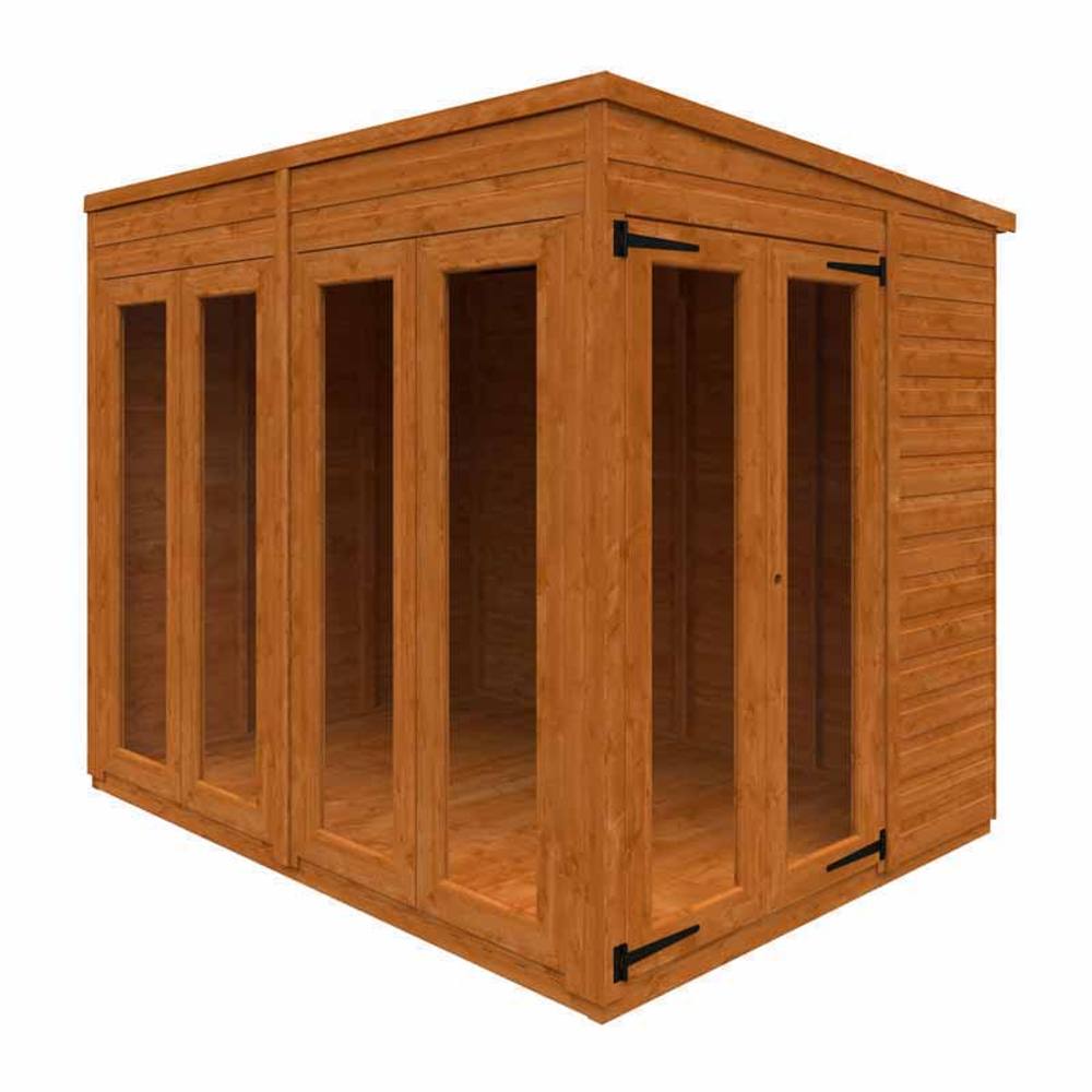 Buttercup Farm 8x6 Flex Pent Full Pane Summerhouse 12mm Flex - L238.8xW175xH203 cm in Burnt Orange