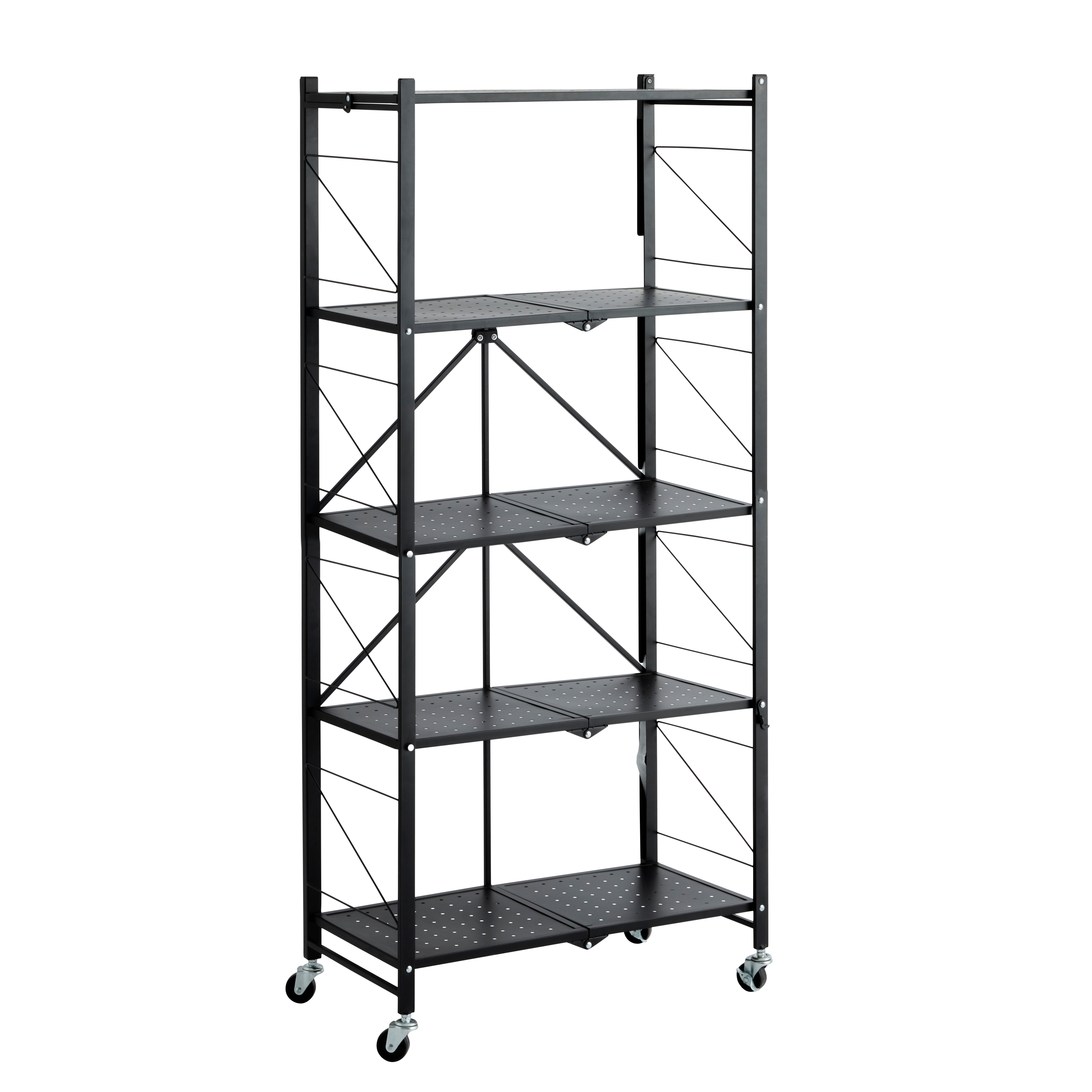 5 Tier Folding Shelves Black