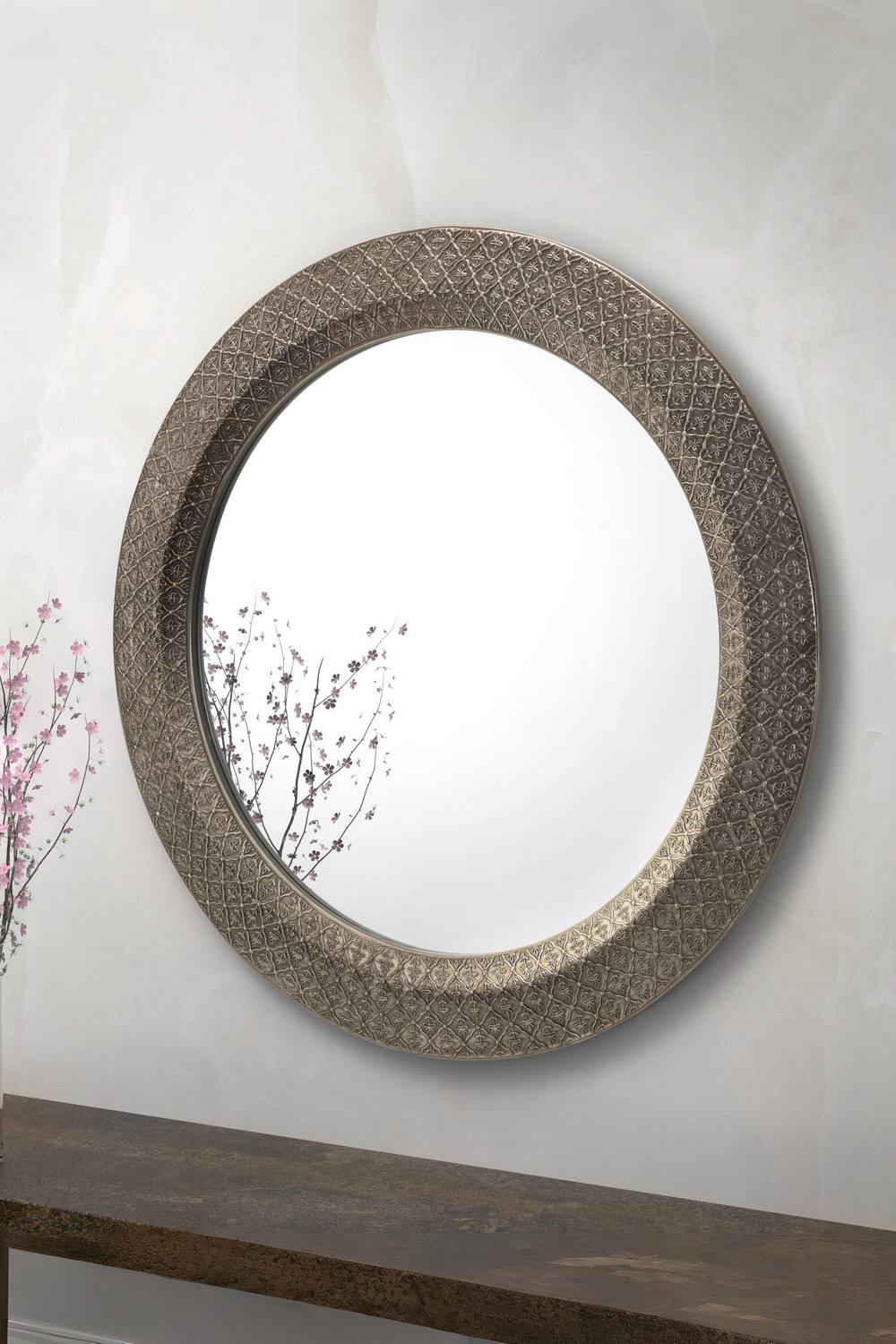 Julian Bowen Cadence Round Wall Mirror in Silver