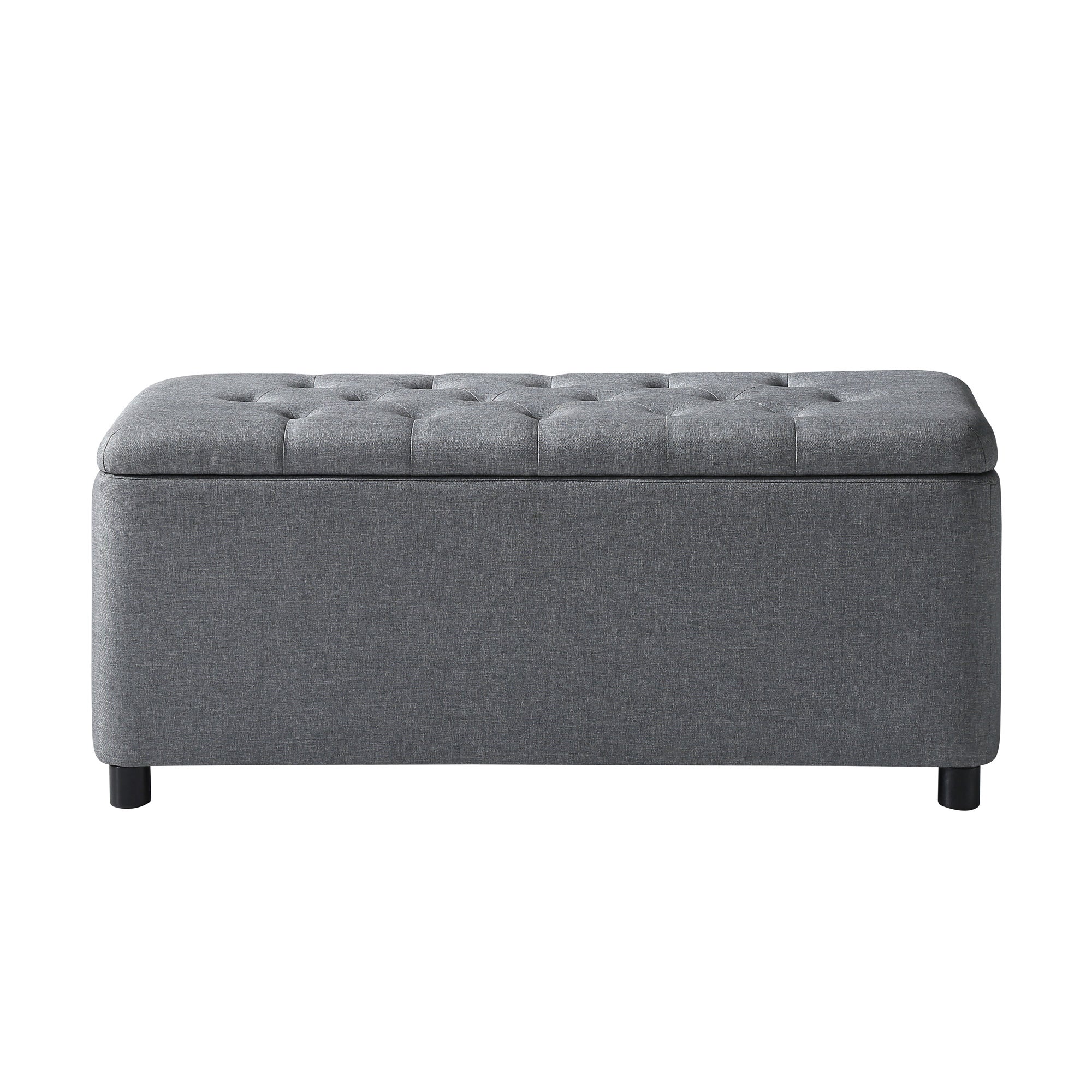 Florence Grey Linen Storage Ottoman Charcoal
