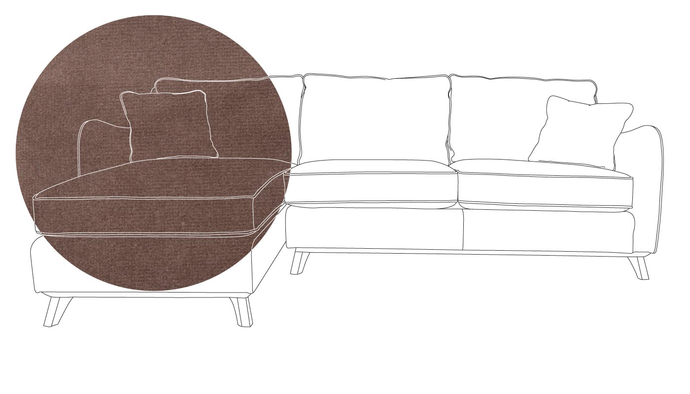 Heal's Ravello Left Hand Corner Sofa Velvet Mink Walnut