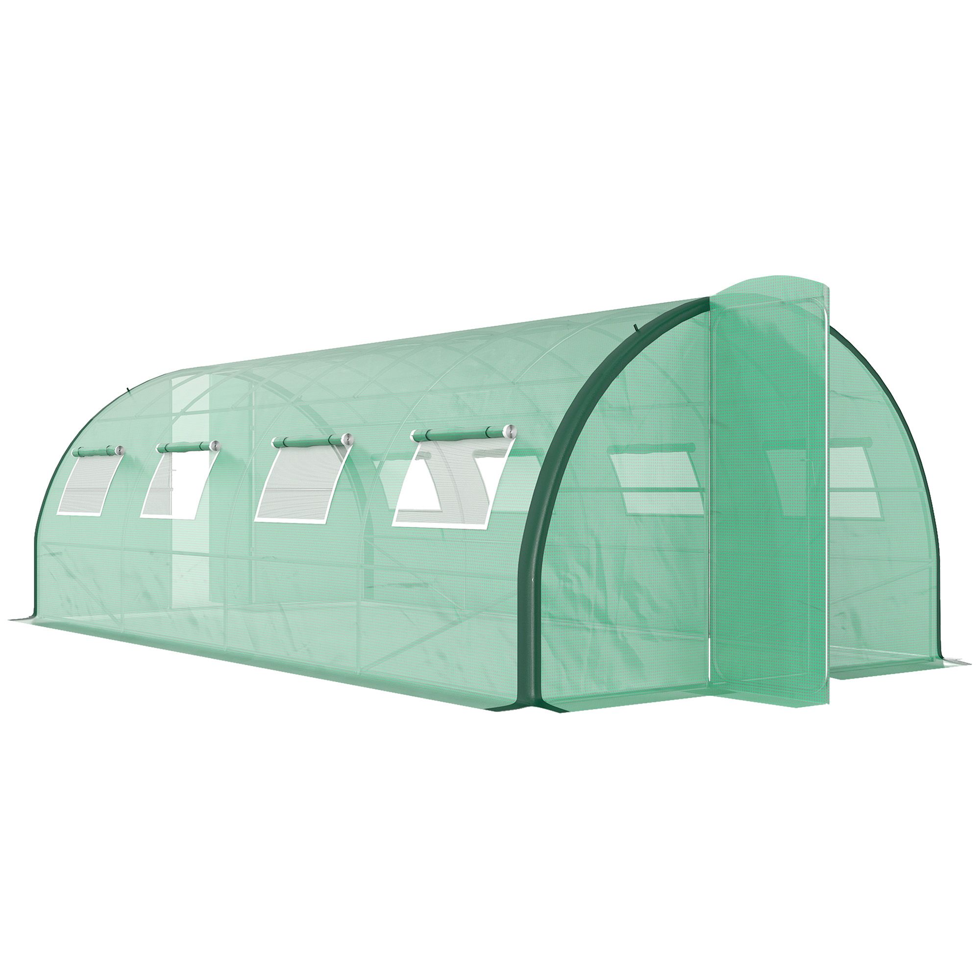 OUTSUNNY Tunnel Greenhouse, Upgraded Structure, Hinged Doors, 6 x 3 m, Green 2