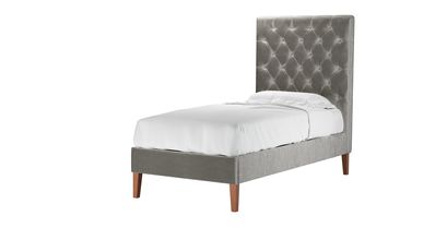 Rosalie 150cm Single Bed in Squirrel Cotton Matt Velvet - sofa.com