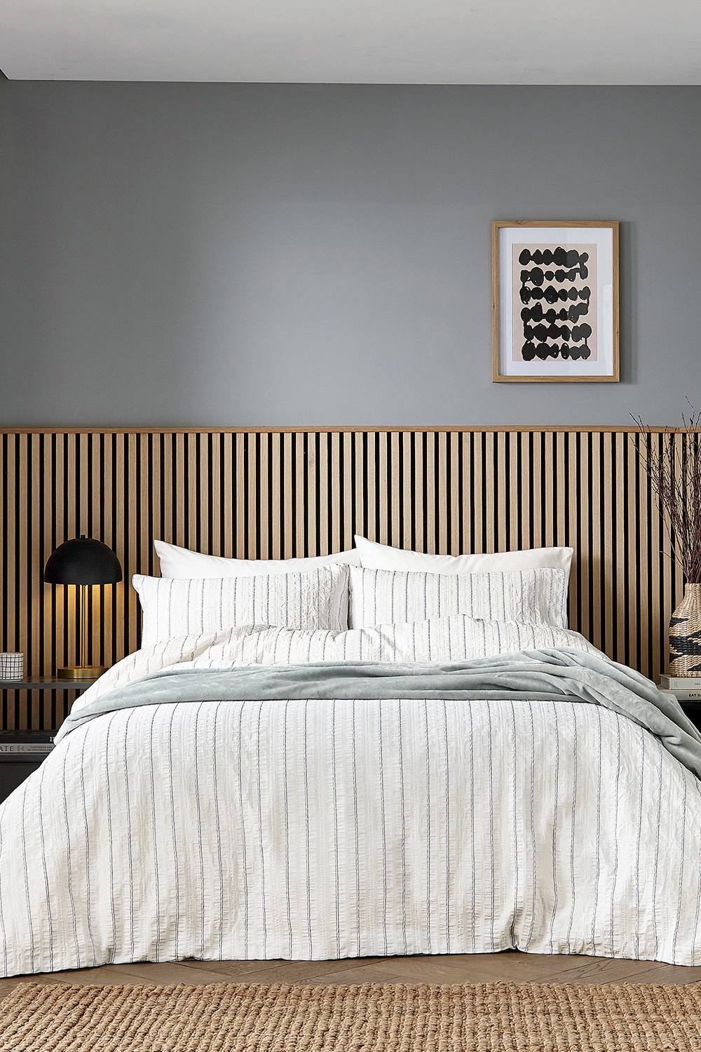 Helena Springfield 'Waffle Stripe' Duvet Cover Set in Grey