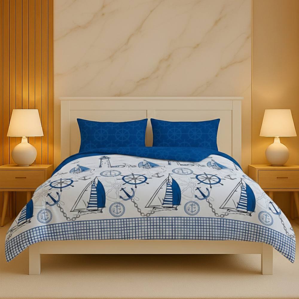 Snug City Pirate Duvet Cover Set Adventure Themed Bedding with Pillowcases in Blue