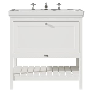 Bayswater Hartleigh Pointing White Traditional Freestanding Vanity Unit & 3 Tap Hole Traditional Recessed Basin - 800mm