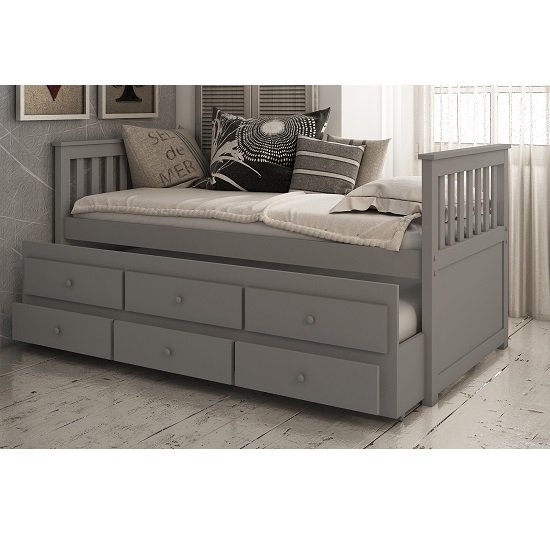 Ryegate Wooden Pull Out Trundle Day Bed In Grey Finish